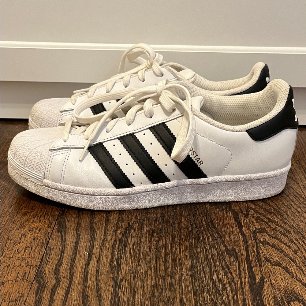 Adidas White and Black Superstar Sneakers, used